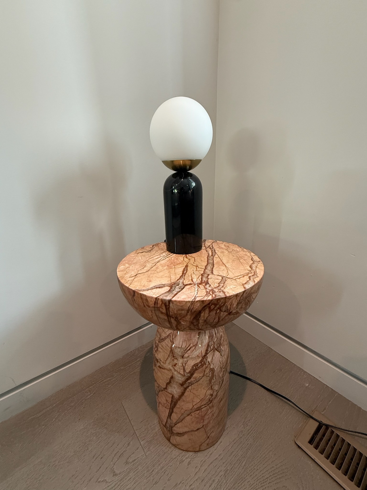 Modern table lamp marble base white globe