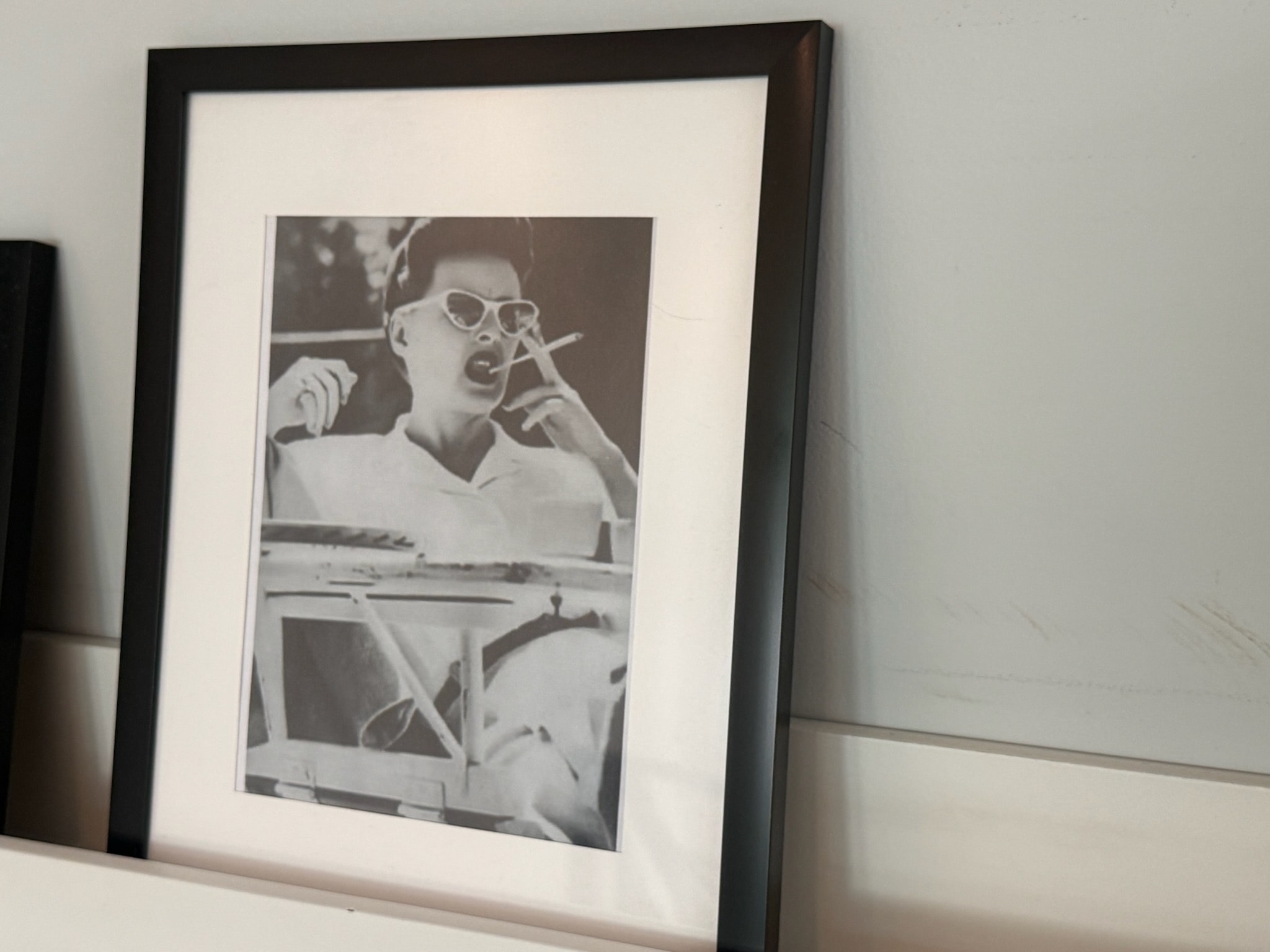 Framed black and white vintage portrait photograph