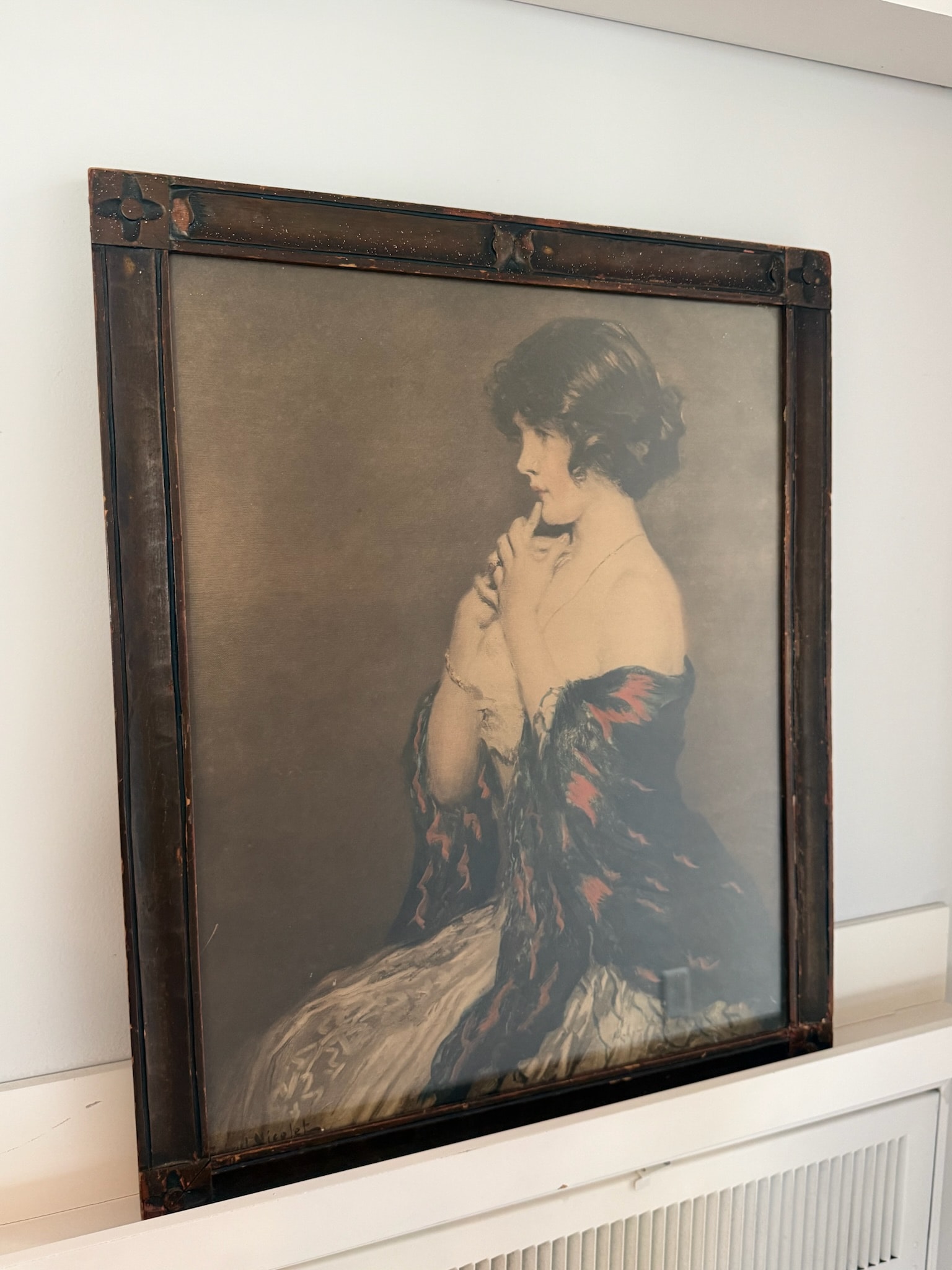 Vintage portrait woman ornate frame antique