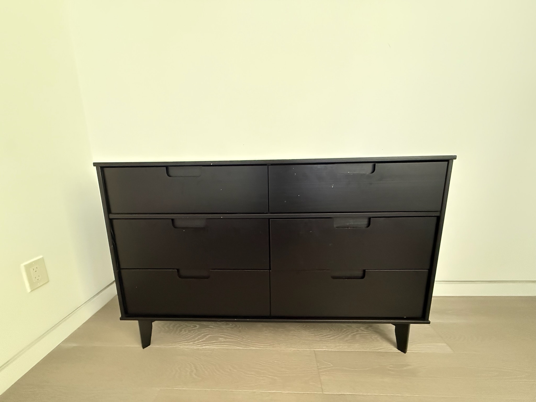 Black mid-century modern dresser six drawers