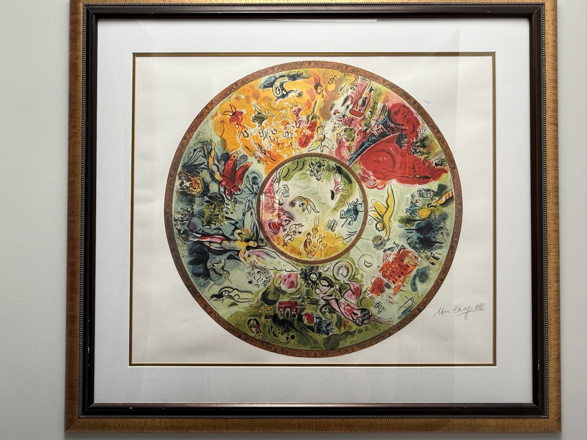 Framed circular zodiac illustration colorful artwork